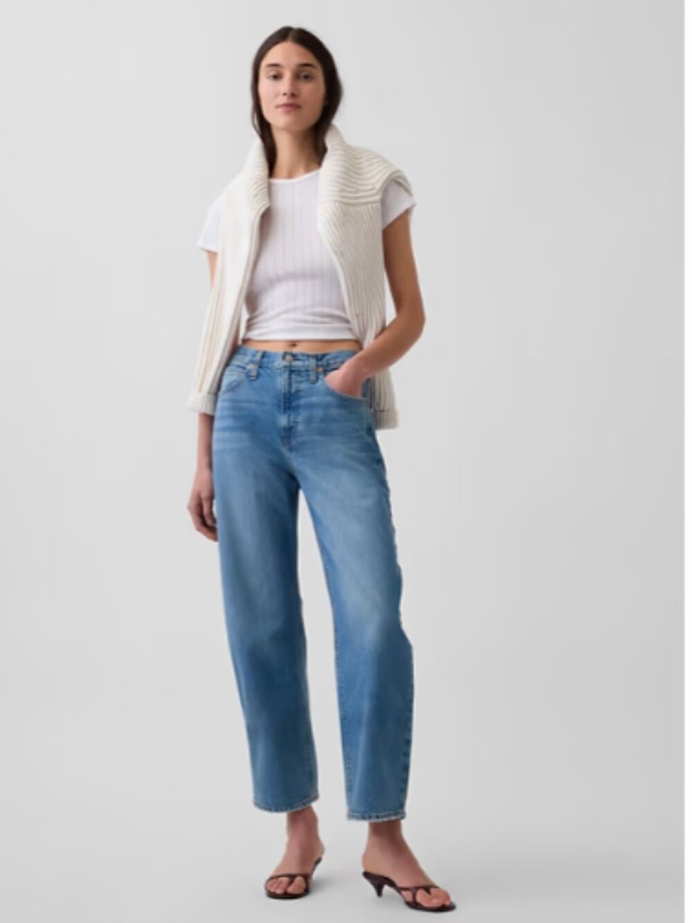 GAP Barrel Crop High Rise Jeans Ankle Medium Wash 30 | 10 RS Regular Short NEW